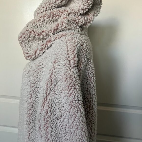 PINK Victorias Secret Pink Sherpa Open Front Hoodie Teddy Cardigan One Size - Picture 8 of 12